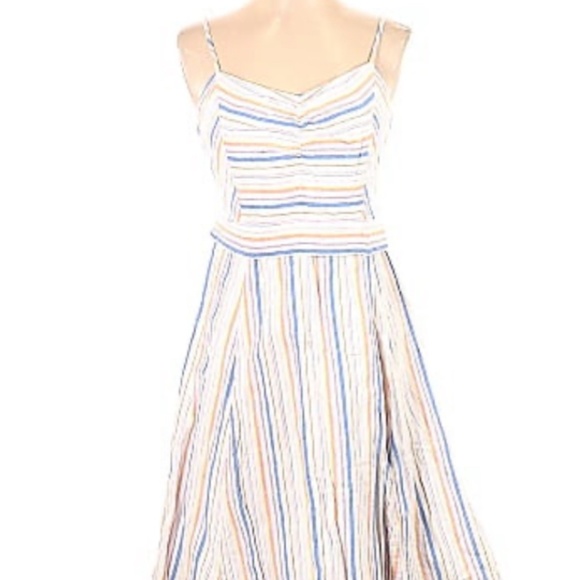 Gap Fit and Flare Cami Dress in Linen-Cotton Striped Dress, Size 4 - Picture 3 of 4